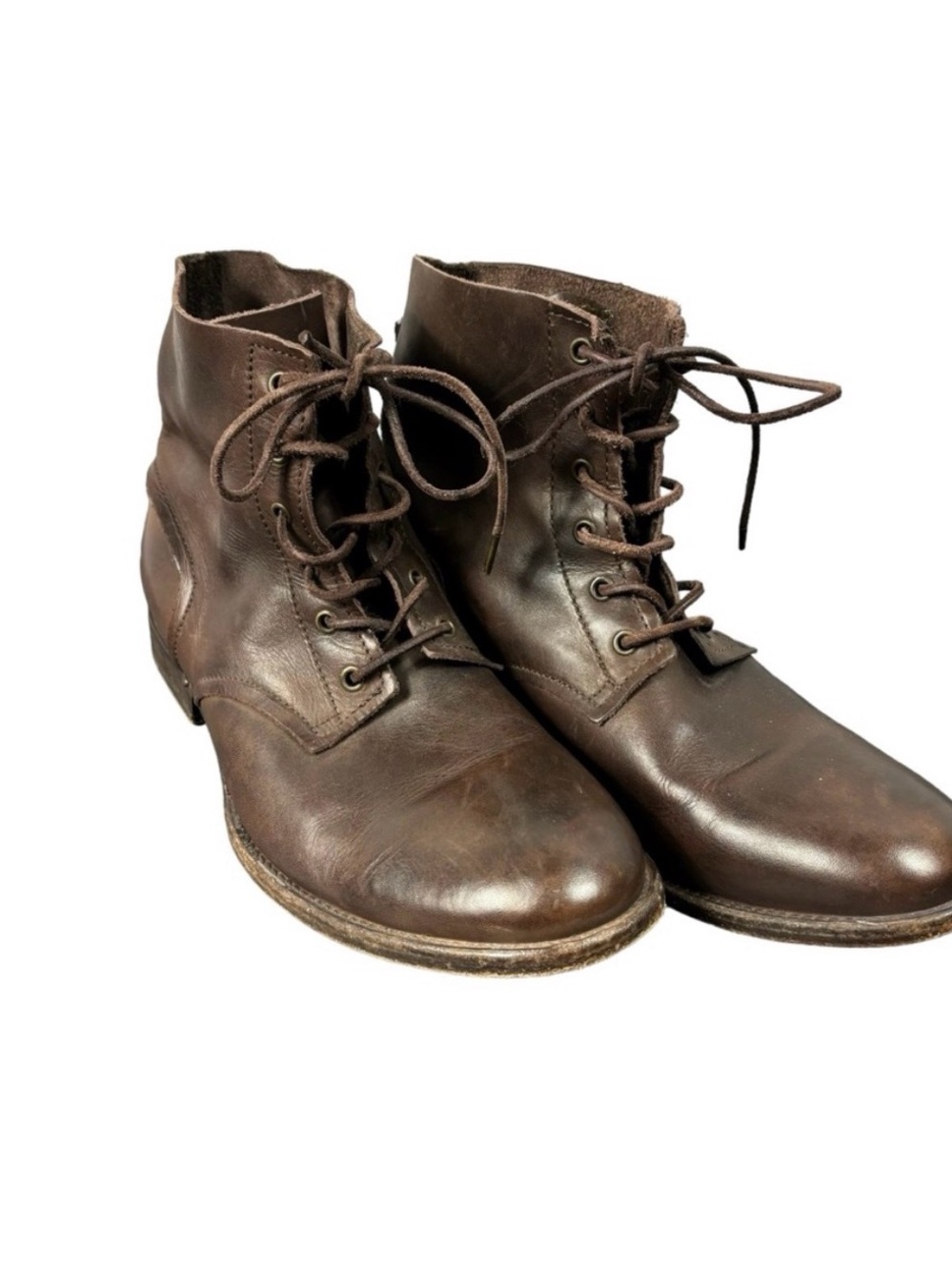 AllSaints Men's Brown Leather Lace-Up Boots